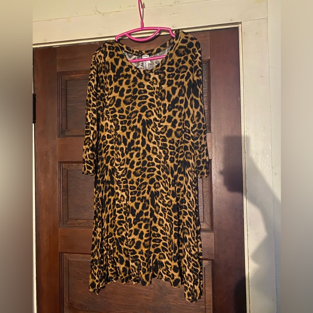 Large cheetah print long sleeve dress